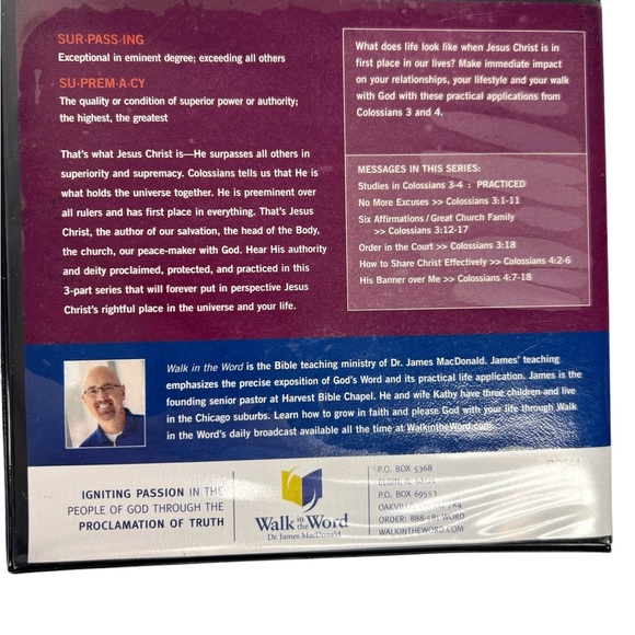 The Surpassing SUPREMACY OF CHRIST Part 3 Practiced Dr James MacDonald AUDIO CDs - Picture 2 of 3